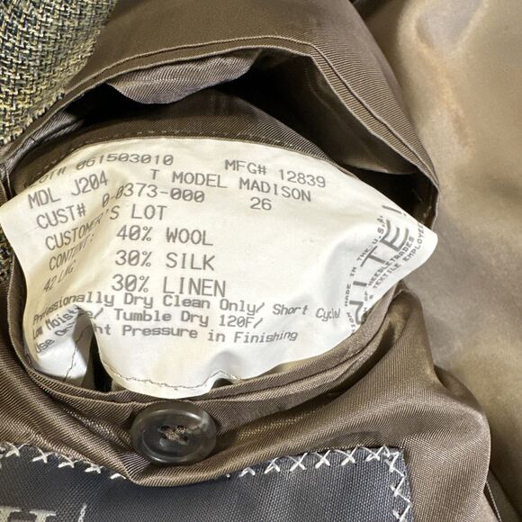 HICKEY FREEMAN WOOL SILK LINEN TAN SPORT COAT Sz 42L Single Breast Two Button - Picture 12 of 15